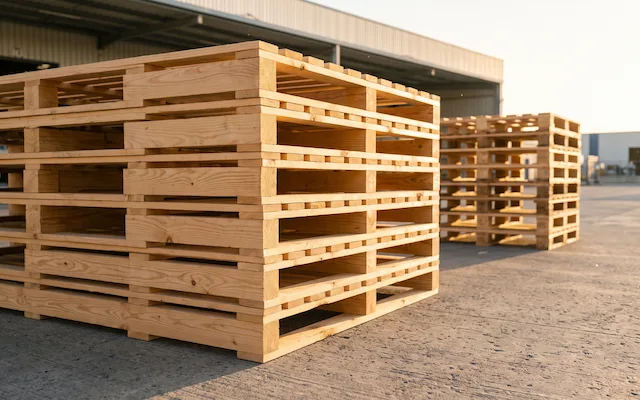 Palettes de formats spéciaux et grandes longueurs stockées en extérieur